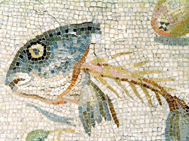 Nature morte avec restes de poisson, mosaïque romaine