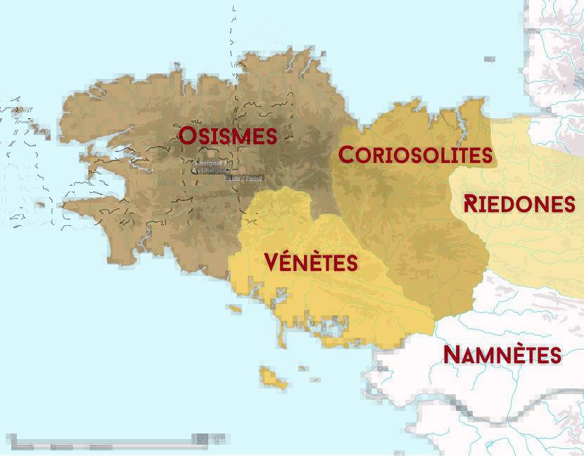 Carte des cités gauloises en Bretagne (à partir d'une carte Inrap)