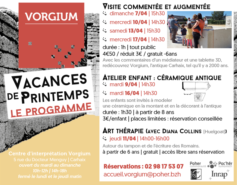 la programmation des vacances de printemps à Vorgium
